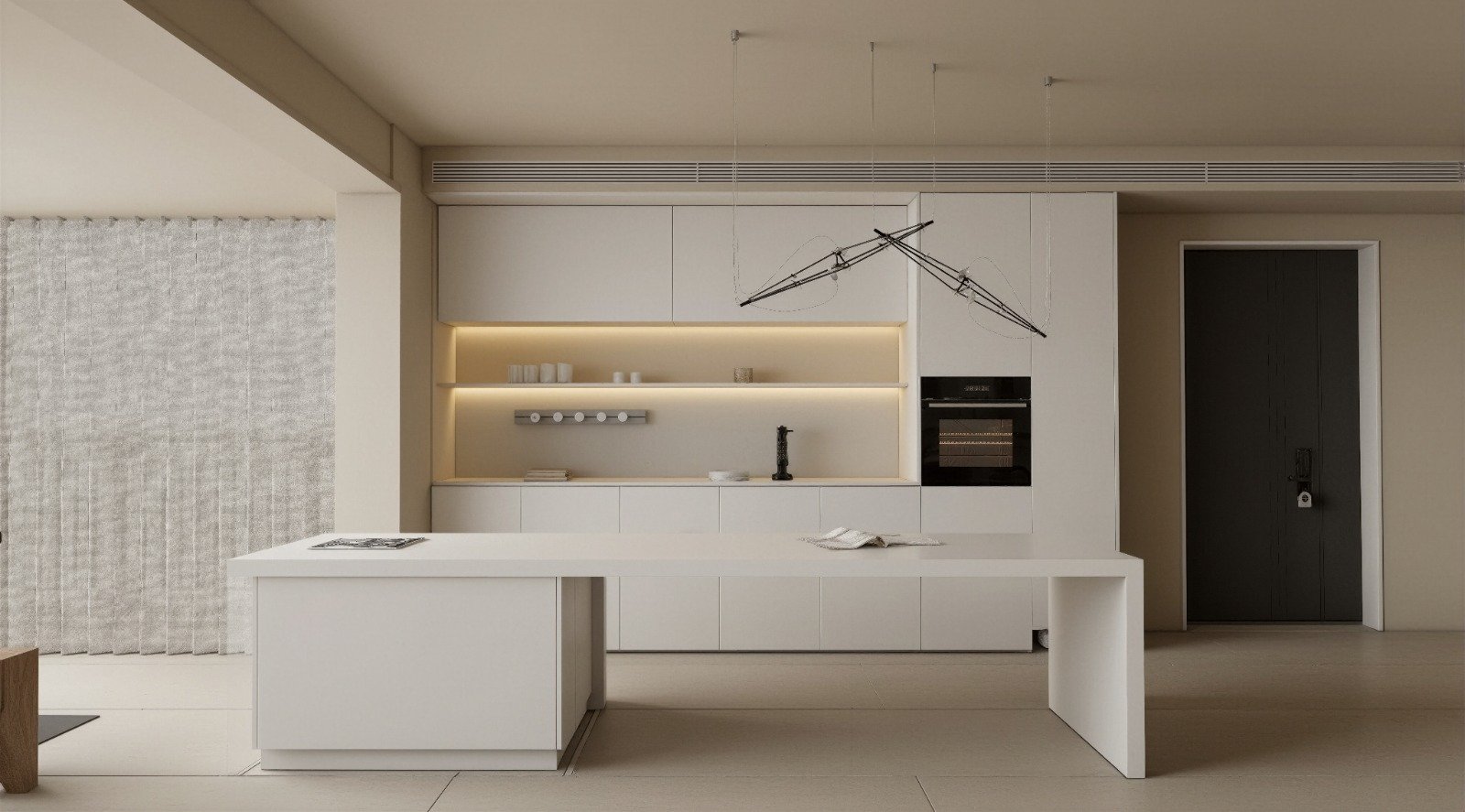 The Atlas Island — a seamless bone-white kitchen island.